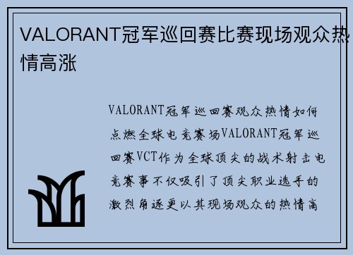 VALORANT冠军巡回赛比赛现场观众热情高涨