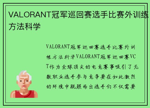VALORANT冠军巡回赛选手比赛外训练方法科学